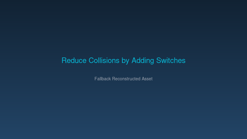 A network diagram comparing a basic hub to a network switch, illustrating how switches reduce collisions by routing packets directly to their destinations.